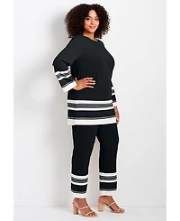 Avenue Plus Border Stripe Women's Tunic
