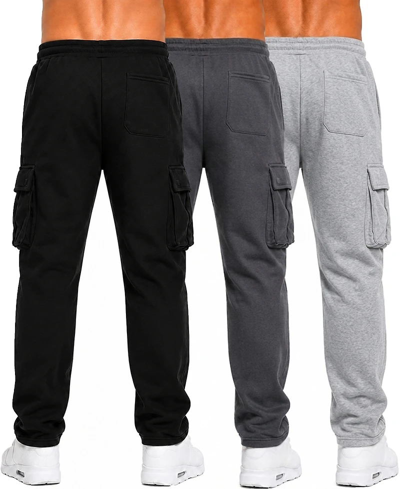 Blue Ice Men's Fleece-Lined Cargo Open-Bottom Sweatpants