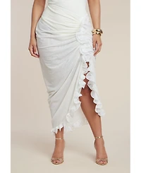 Eloquii Women's Ruffled Sheer Mesh Skirt