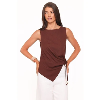 Petal and Pup Women's Heloise Boat-Neck Sleeveless Side-Tie Blouse