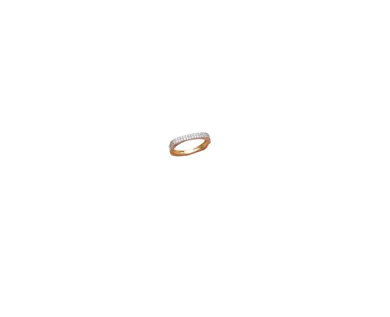Rachel Glauber Geometric Two-Toned Gold Plated Cz Pave Slim Band Ring