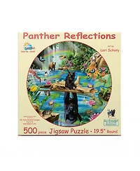 SunsOut Panther Reflections Round Interlocking-Pieces 500-Piece Jigsaw Puzzle, Ages 15+
