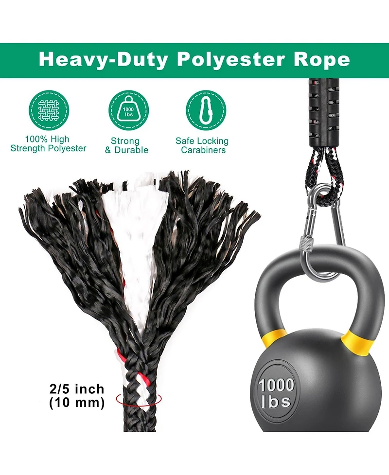 Piscifun Heavy Duty Tree Swing Straps Kit 1000 Lbs Weight Capacity Adjustable Outdoor Hanging Set