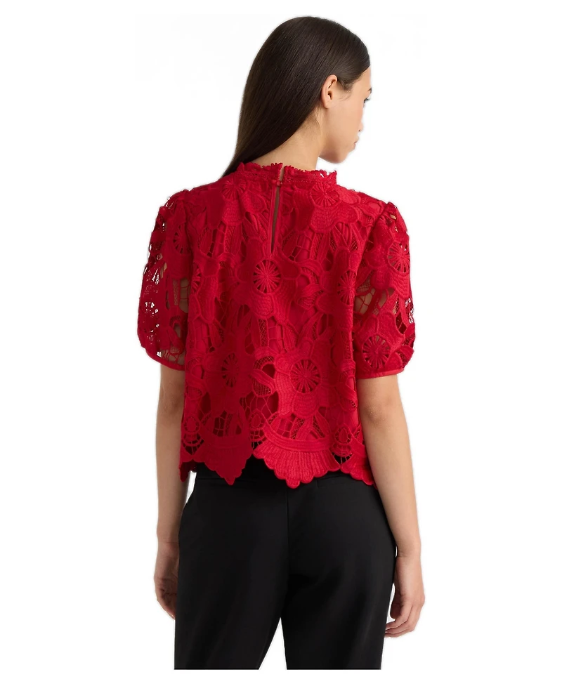 Nvlt Women's Mock Neck Lace Top