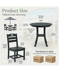Boyel Living Hdpe 3-Piece Outdoor Patio Bistro Set Round Table with 2 Chairs Small Space