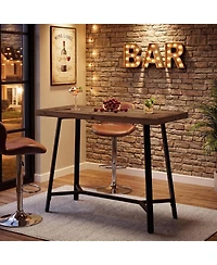 Tribesigns Modern Farmhouse Solid Wood Bar Table, Rectangular Pub Table with Metal Frame