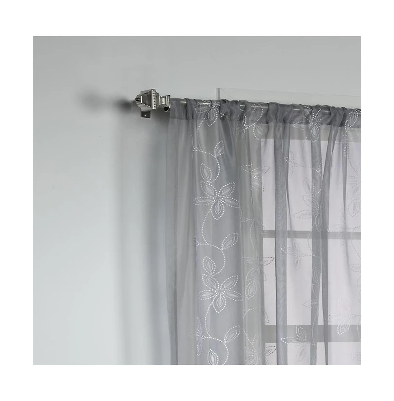 Habitat Commonwealth Elizabeth Rod Pocket Pindot Floral Embroidered Voile Panel