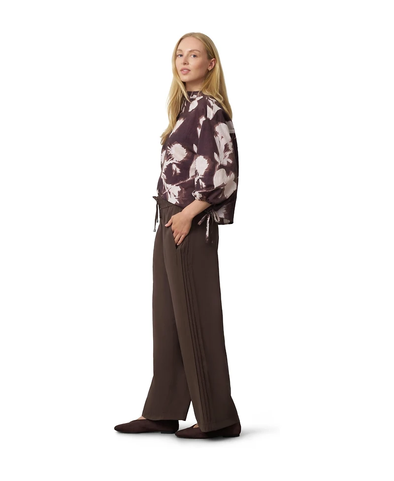 Cable & Gauge Women's Floral-Print Balloon-Sleeve Blouse