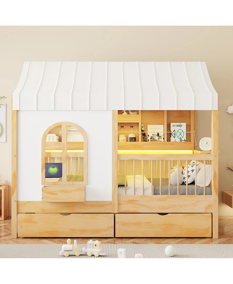 Streamdale Furniture Twin Size House Bed with 2 Large Drawers