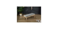 Flynama 48" Linen Tufted Dining Bench - Solid Hardwood Turned Legs for Traditional Dining