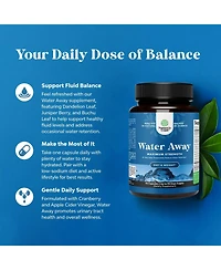 Mav Nutrition Water Away Herbal Diuretic Capsules with Dandelion Leaf Extract, Tea and Cranberry, 90 Count