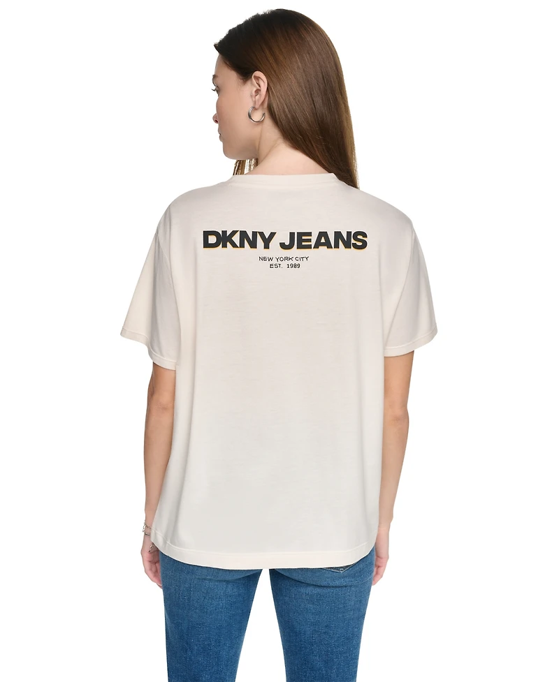 Dkny Jeans Women's New York Downtown Logo Relaxed Graphic Cotton-Blend Tee