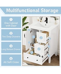 Phying 24 Inch Bathroom Vanity with Sink Modern Freestanding Vanity Cabinet with 1 Soft Closing Door Home Decor