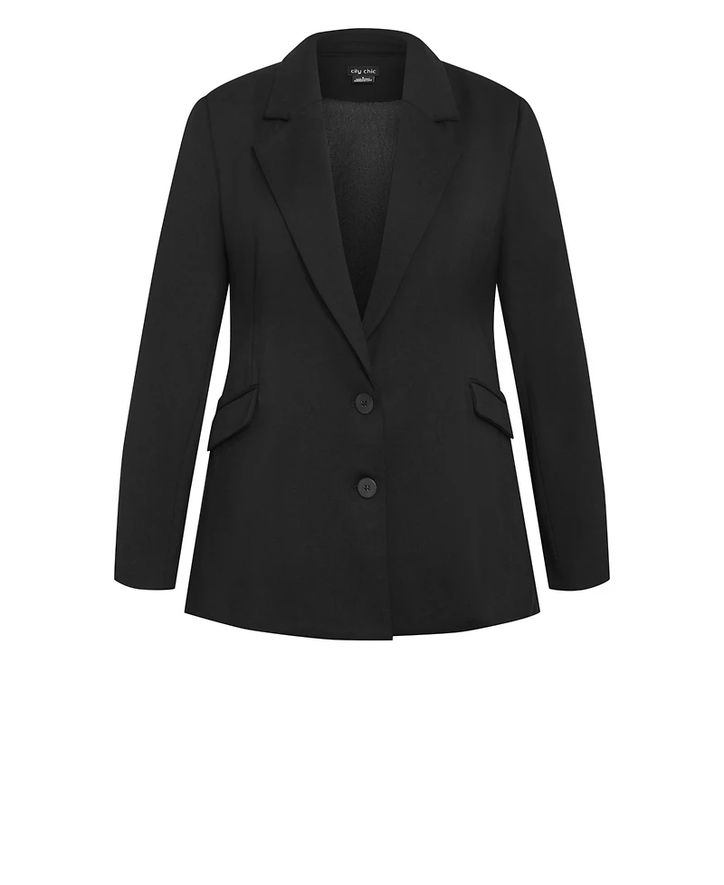 City Chic Plus Galactic Oversized Stretch Ponte Blazer