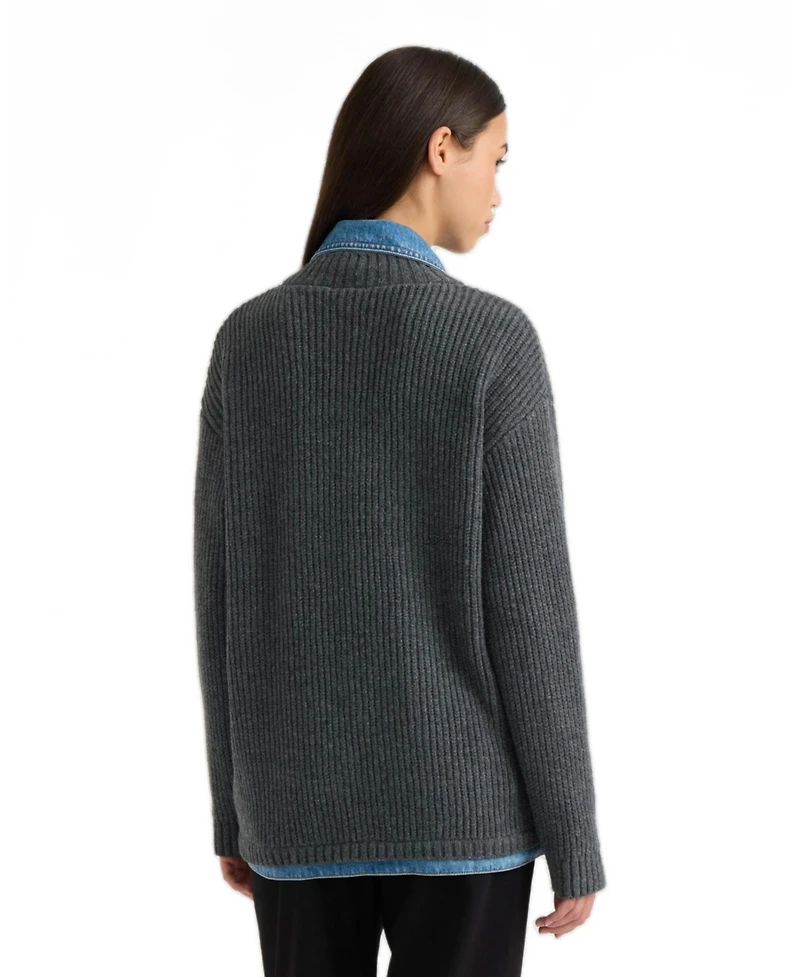 Nvlt Women's Cardigan with Denim Shirt Twofer