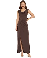 Tahari Asl Women's Sleeveless Cowl Neck Satin Gown