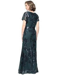Sl Fashions Women's Floral-Print Sequin Wedding Guest Dress