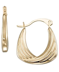 Macy's High Polished & Ridged Square Hoop Earrings in 10k Yellow Gold