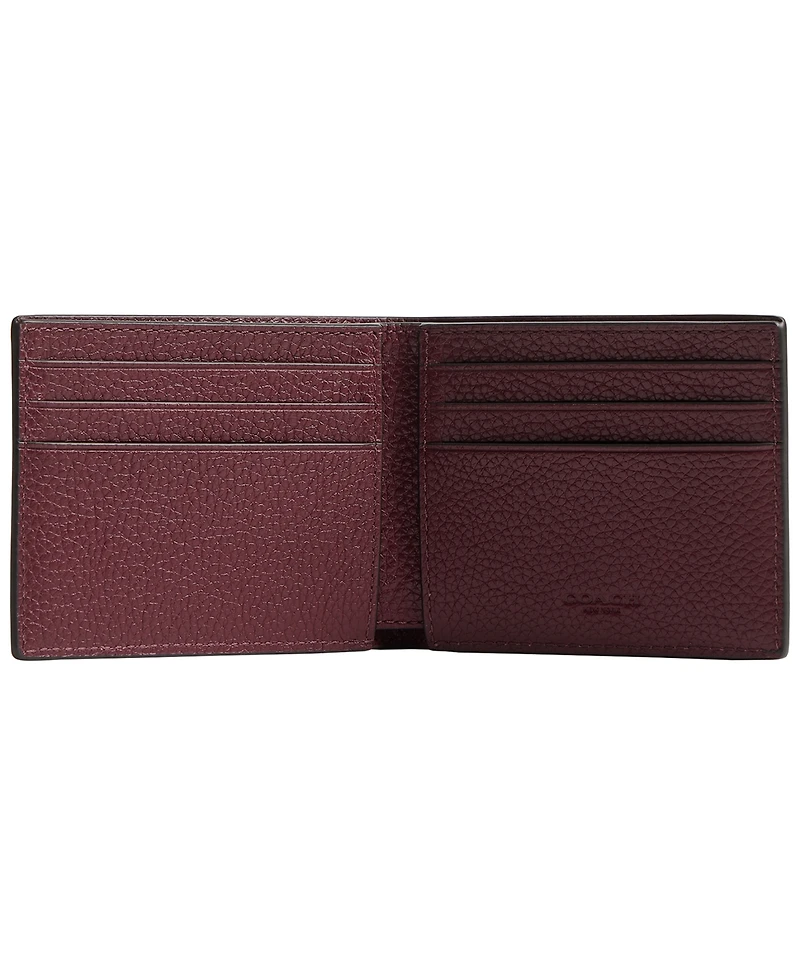 Slim Billfold Wallet in Pebbled Leather with Sculpted C Hardware Branding