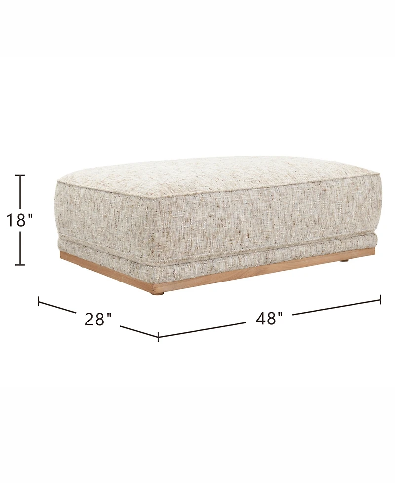 Baymont 48" Top-Grain Leather Flange-Stitched Ottoman, Macy's Exclusive