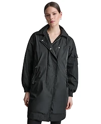 Dkny Sport Women's Removable Hood Long Flight Quilted-Lined Jacket