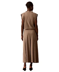 Calvin Klein Women's Side Zip Inverted Pleat High-Waisted Midi Skirt