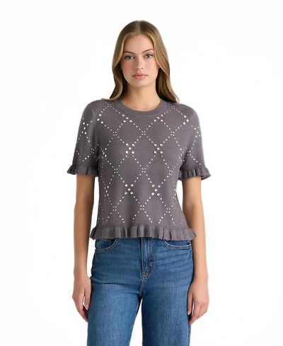 Nvlt Women's Crew Neck Sweater with Ruffles