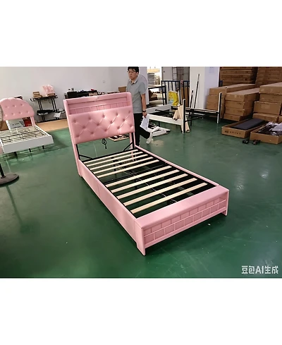 Gaomon Upholstered Platform Bed Frame With Tufted Headboard And Under-Bed Storage Drawers, Sturdy Slat Support