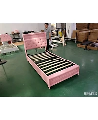 Gaomon Upholstered Platform Bed Frame With Tufted Headboard And Under-Bed Storage Drawers, Sturdy Slat Support