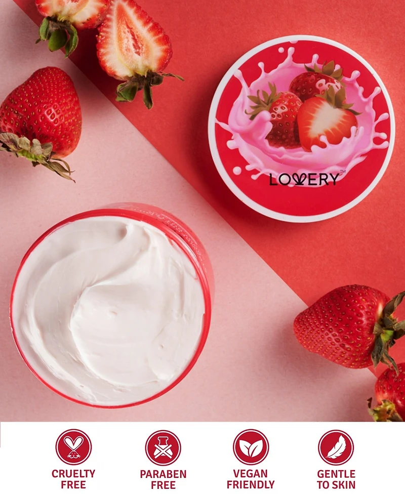 Lovery 12 Ounce Strawberry Milk Body Butter, Bath and Body Care Set