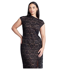 Eloquii Women's Plus Twist Neck Lame Maxi Dress