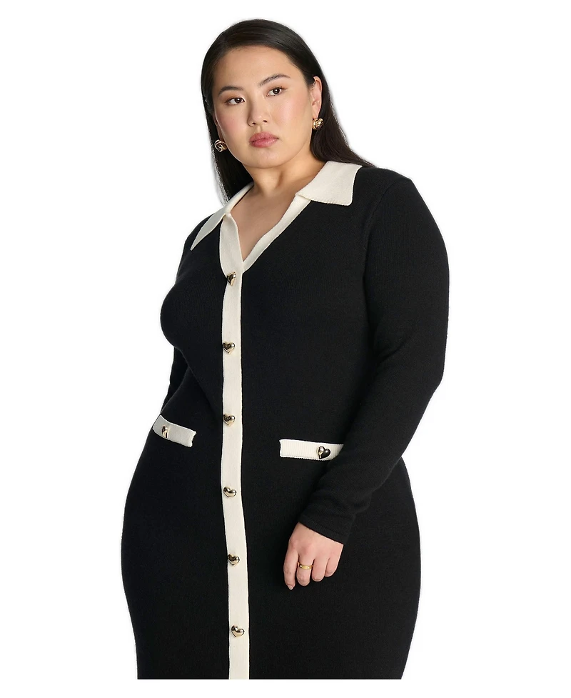 Eloquii Women's Plus Sweetheart Sweater Dress