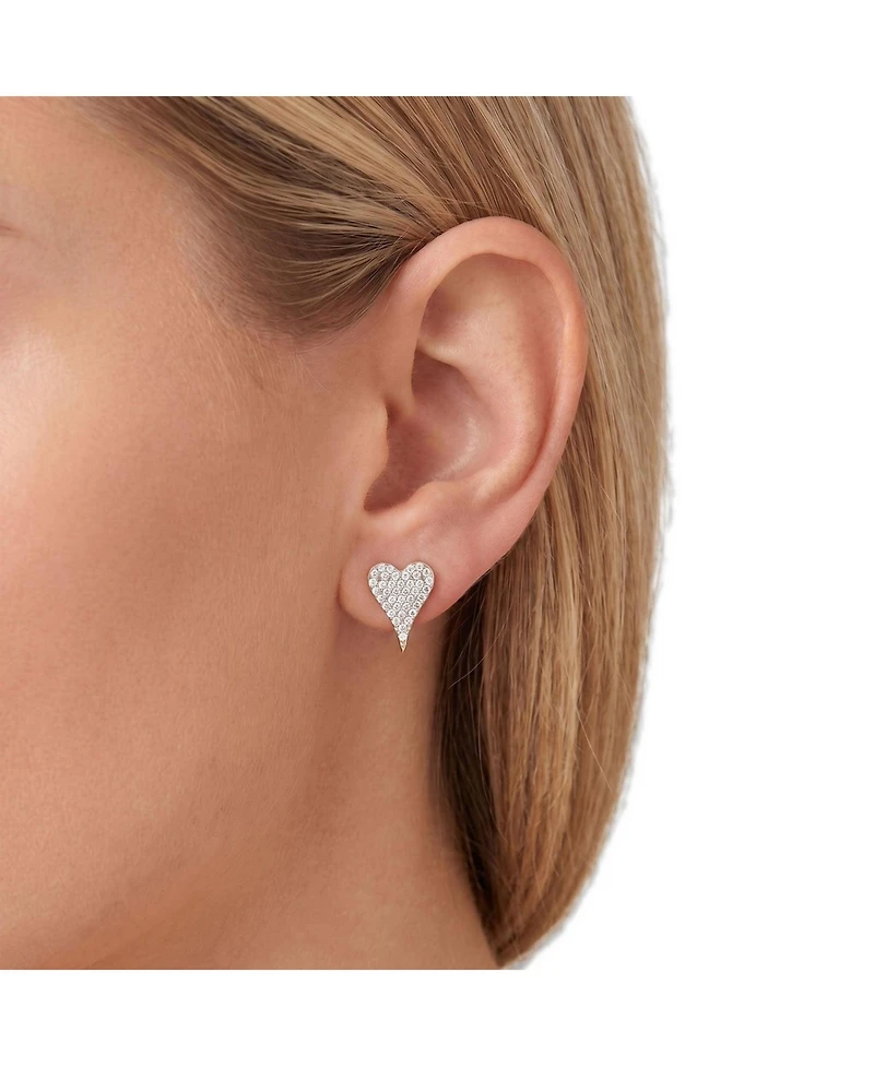 The Lovery Pave Cz Heart Stud Earrings Sterling Silver