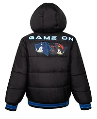 Sonic the Hedgehog Boys' Zip-Up Hooded Puffer Jacket