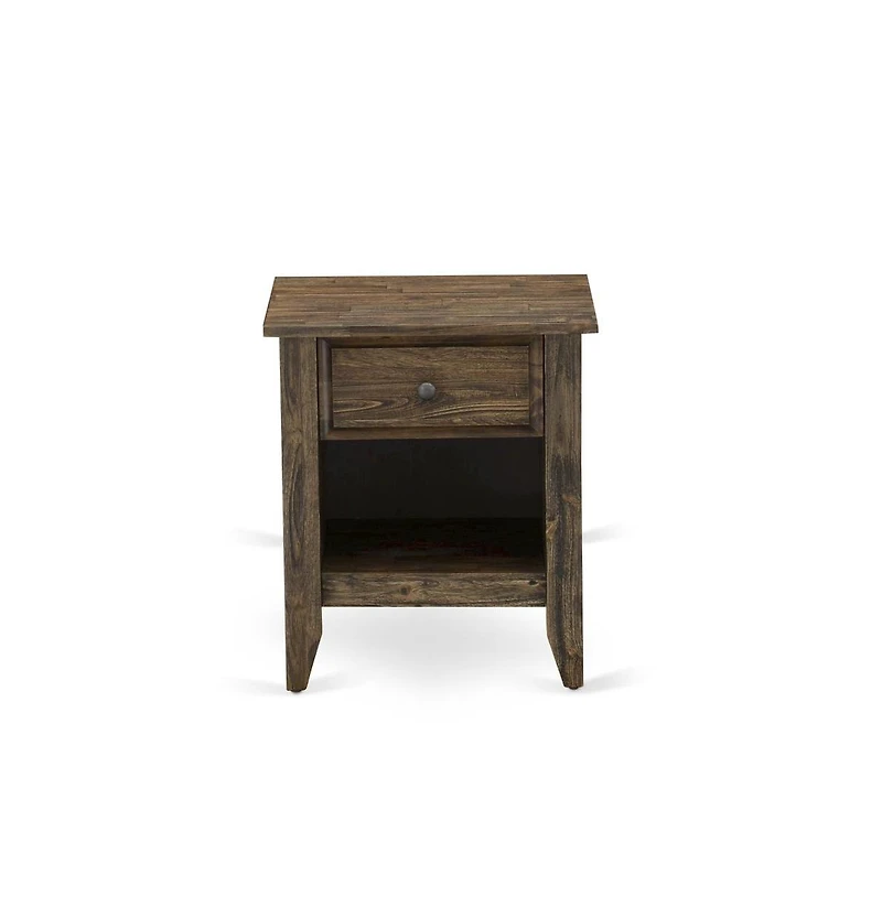 East West Furniture FN08Q-1GA07 2-Piece Fannin Queen Bedroom Set with 1 Wingback Bed and a Mid Century Modern Nightstand