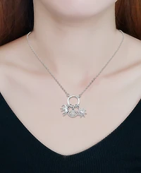 Macy's Fine Silver-Plated Over Brass Circle Charm Holder with Elephant, Evil Eye and Sun Charms Necklace