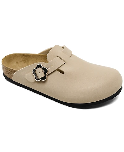 Birkenstock Little Kid's Boston Suede Leather Flower Buckle Clogs from Finish Line