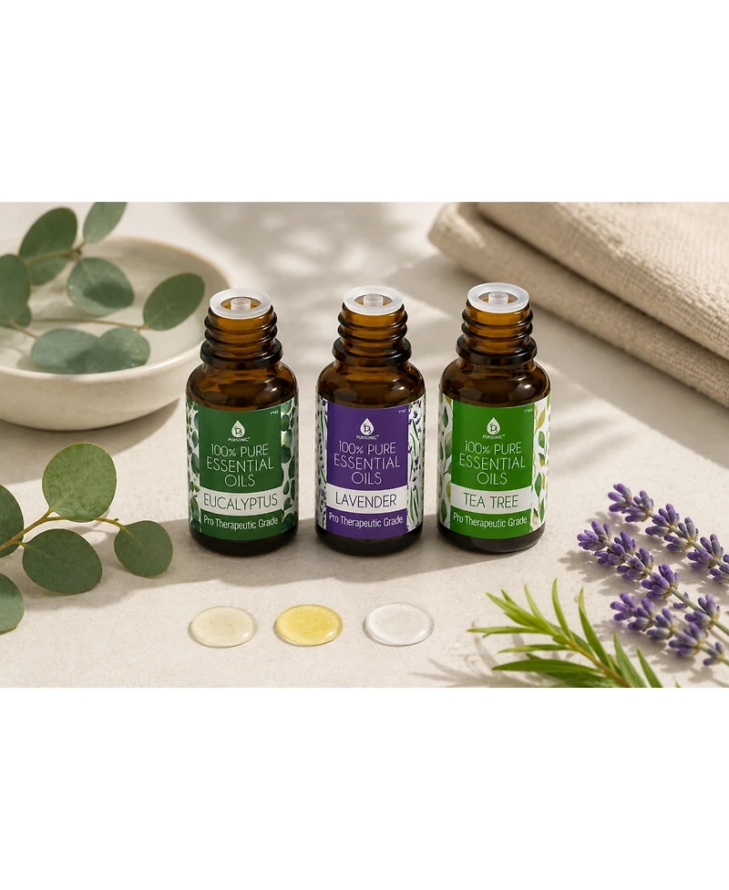 3 pack of 100% Pure Essential Oils (Eucalyptus, Lavender & Tea Tree)