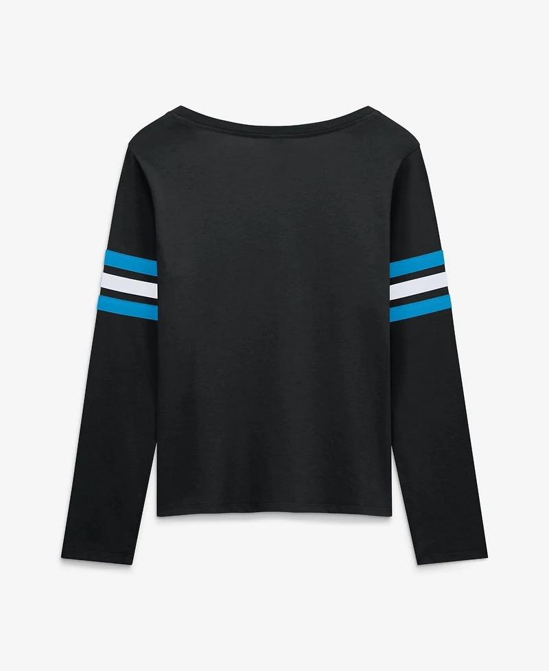 Fanatics Women's Carolina Panthers Team First Coverage Scheme Lace-Up Long Sleeve T-Shirt