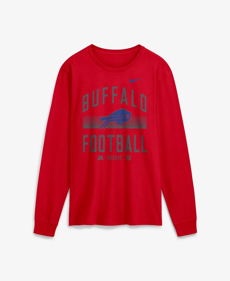 Nike Men's Buffalo Bills Screen-Print Graphics Cotton Crewneck Long-Sleeve T-Shirt