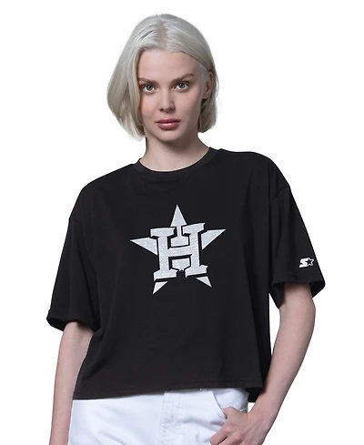 Starter Women's Houston Astros Holy Grail Boxy Cropped Cotton-Blend T-Shirt
