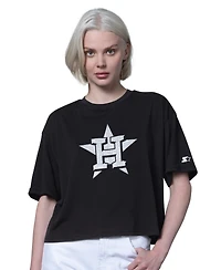 Starter Women's Houston Astros Holy Grail Boxy Cropped Cotton-Blend T-Shirt