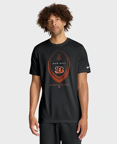 Nike Men's Cincinnati Bengals Legend Icon Dri-fit Crewneck Screen Print Graphics T-Shirt