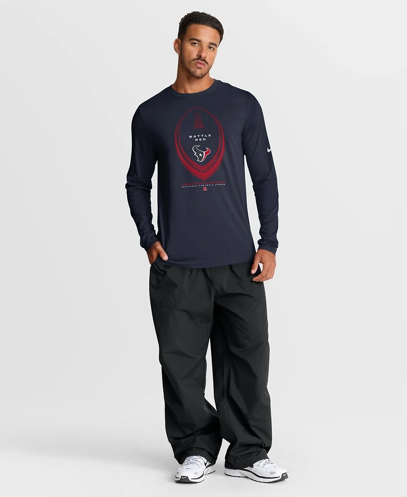 Nike Men's Houston Texans Legend Icon Screen-Print Graphics Long Sleeve T-Shirt