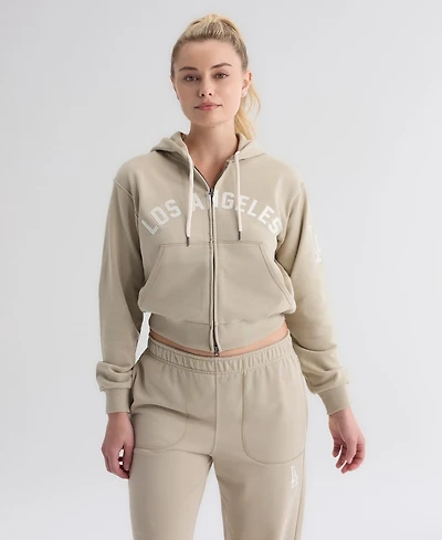 Fanatics Women's Los Angeles Dodgers Iconic Full-Zip Cropped Terry Hoodie