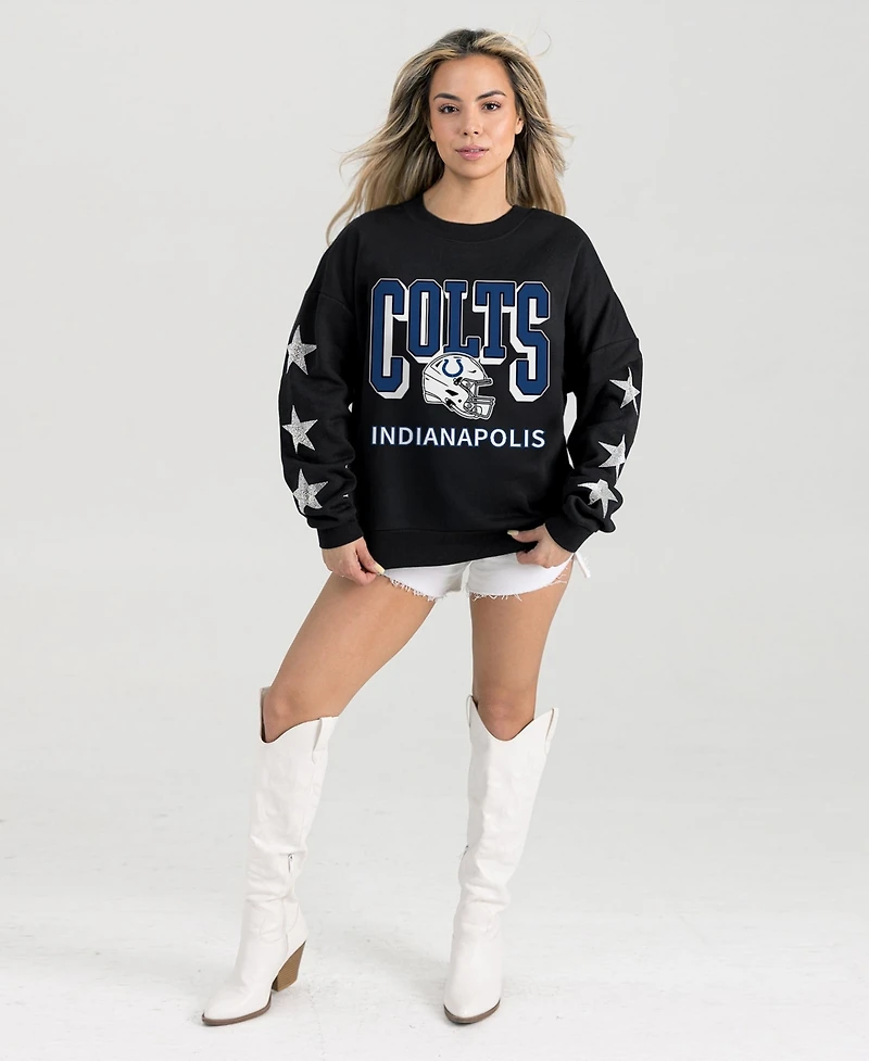 Gameday Couture Women's Indianapolis Colts Pure Victory Rhine Stud Star-Sleeve Long-Sleeve Pullover Sweatshirt