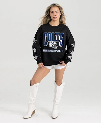 Gameday Couture Women's Indianapolis Colts Pure Victory Rhine Stud Star-Sleeve Long-Sleeve Pullover Sweatshirt
