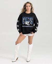 Gameday Couture Women's Indianapolis Colts Pure Victory Rhine Stud Star-Sleeve Long-Sleeve Pullover Sweatshirt