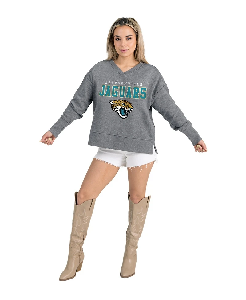 Gameday Couture Women's Jacksonville Jaguars Relaxed-Fit French-Terry V-Neck Pullover Sweatshirt