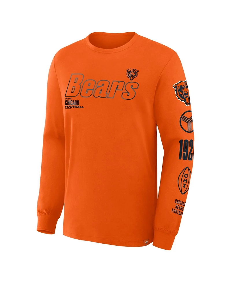 Fanatics Men's Chicago Bears Checkdown Pass Long-Sleeve Crewneck Classic-Fit T-Shirt